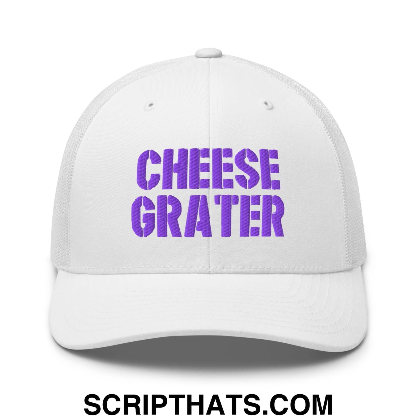 Cheese Grater Football Embroidered Mesh Trucker Hat White