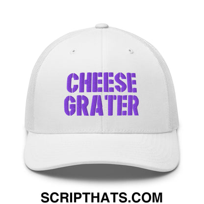 Cheese Grater Football Embroidered Mesh Trucker Hat White