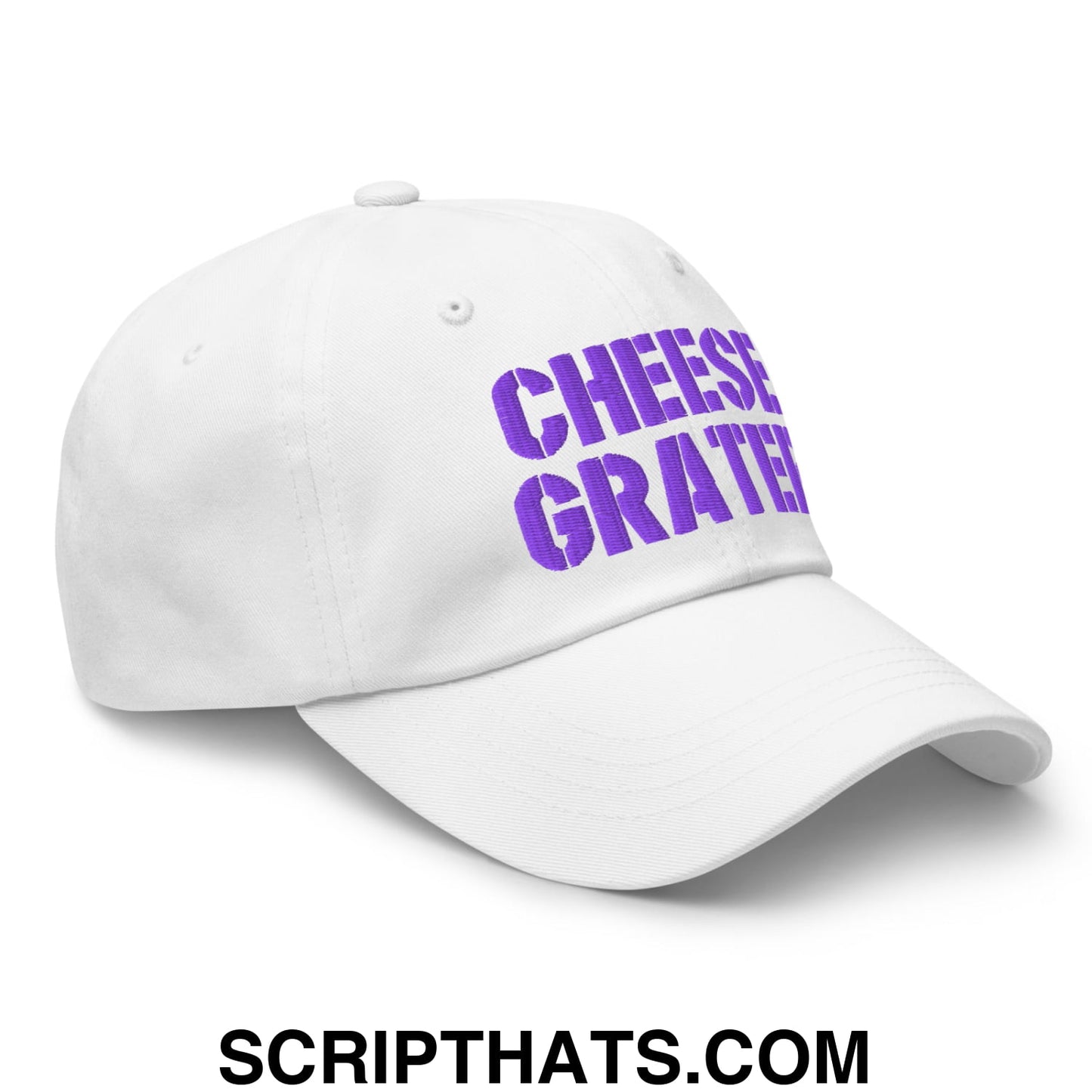 Cheese Grater Football Embroidered Unstructured Dad Hat White