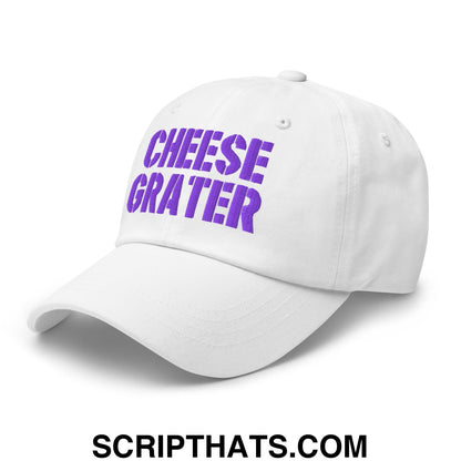 Cheese Grater Football Embroidered Unstructured Dad Hat White