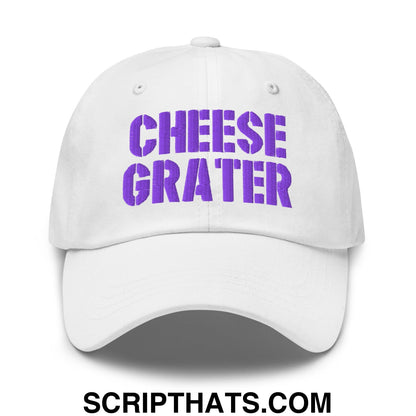 Cheese Grater Football Embroidered Unstructured Dad Hat White