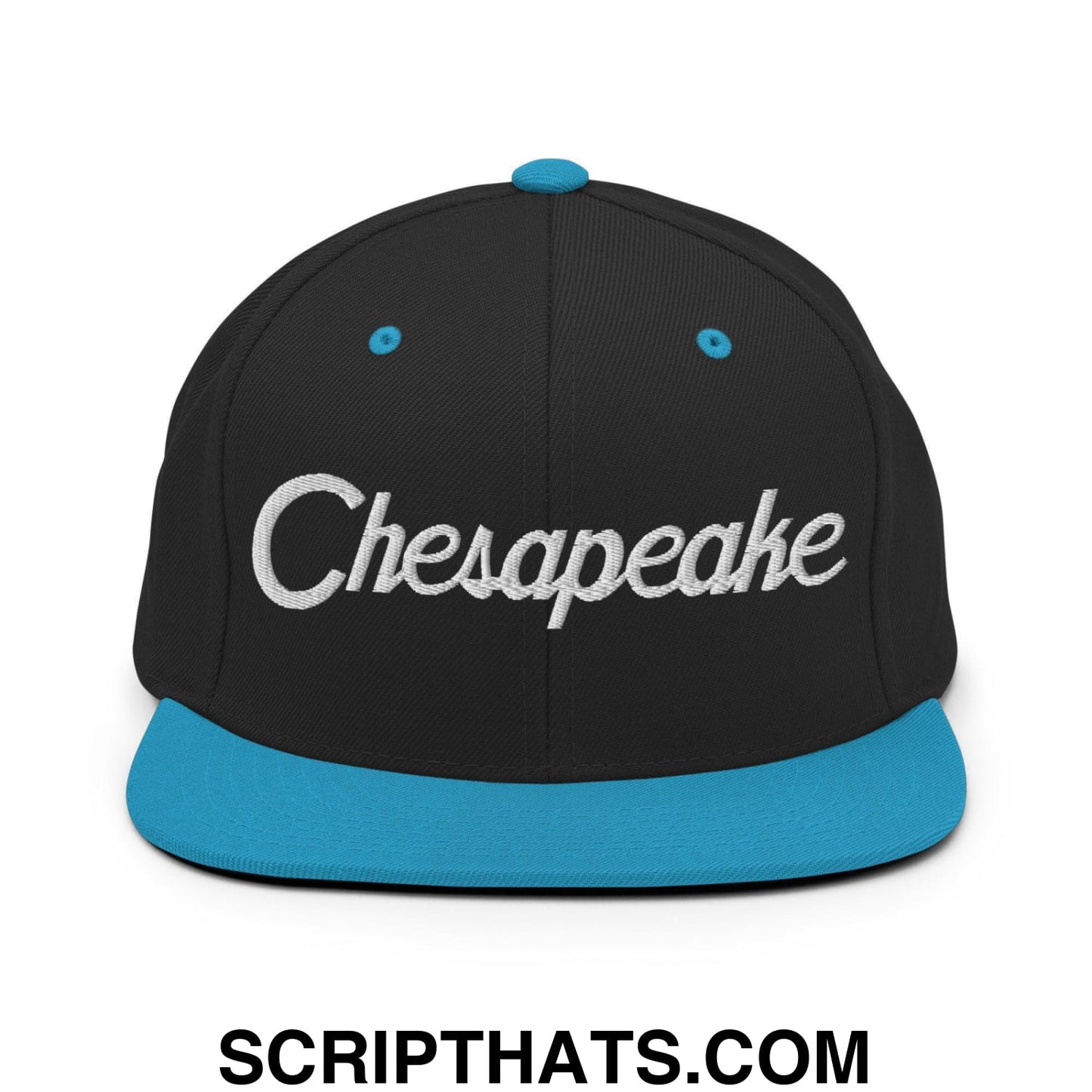 Chesapeake Script Snapback Hat Black Teal
