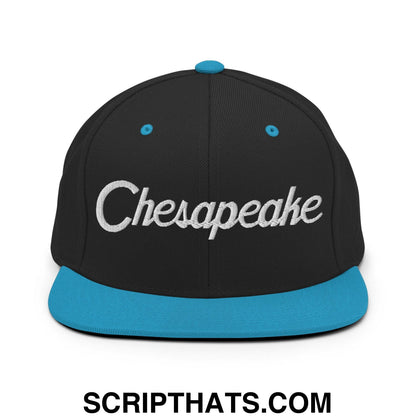Chesapeake Script Snapback Hat Black Teal