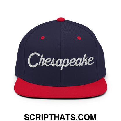 Chesapeake Script Snapback Hat Navy Red