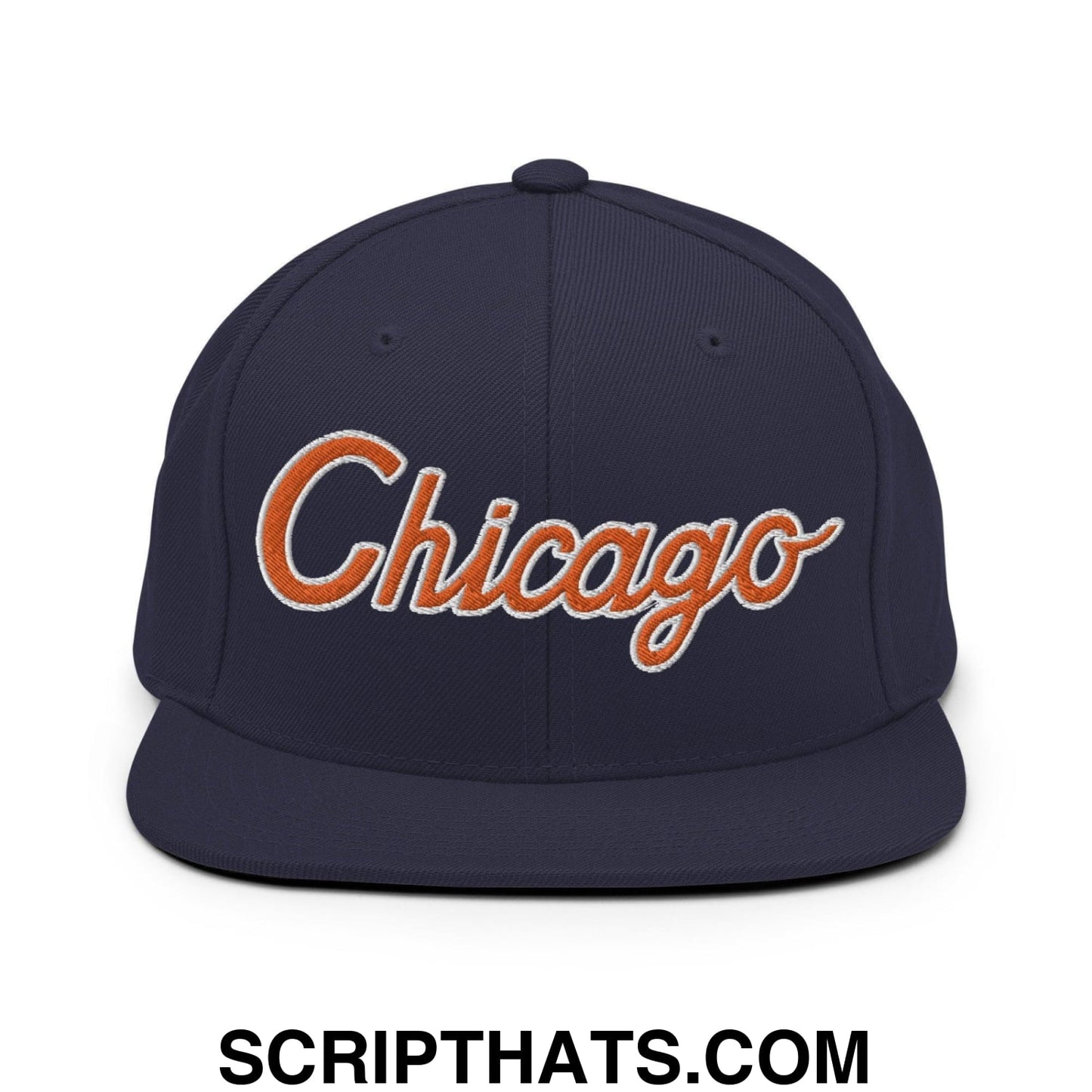 Chicago Football II Script Snapback Hat Navy