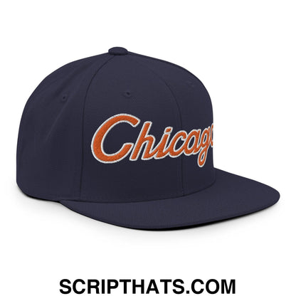 Chicago Football II Script Snapback Hat Navy