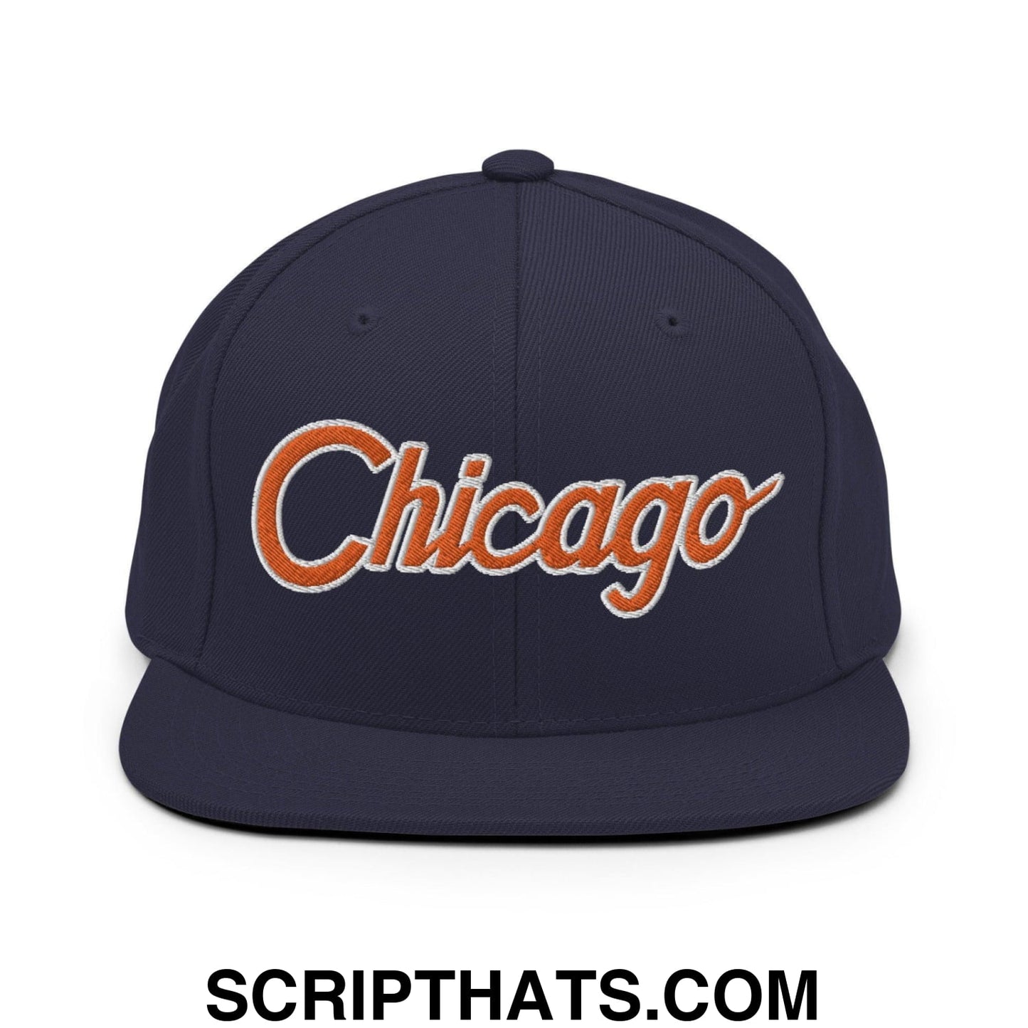 Chicago Football Script Snapback Hat Navy
