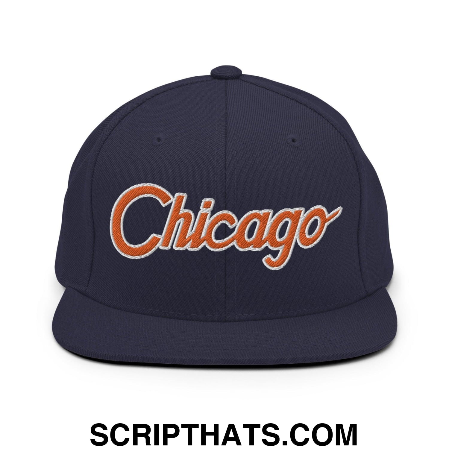 Chicago Football Script Snapback Hat Navy