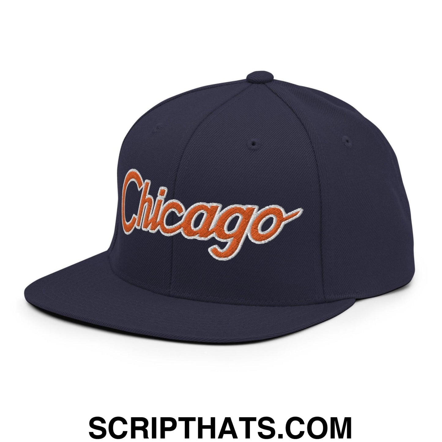 Chicago Football Script Snapback Hat Navy