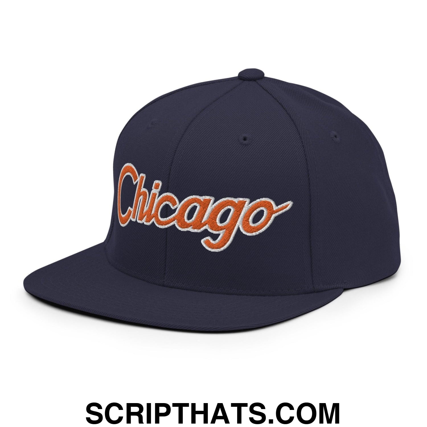Chicago Football Script Snapback Hat Navy