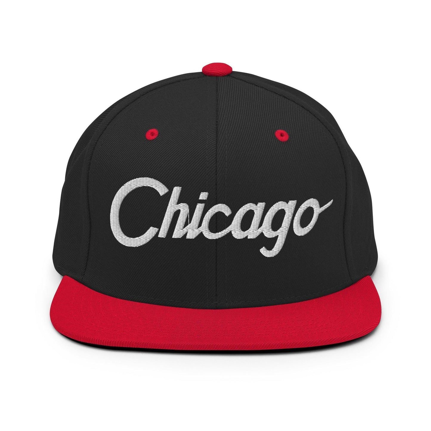 Chicago Script Snapback Hat Black/ Red