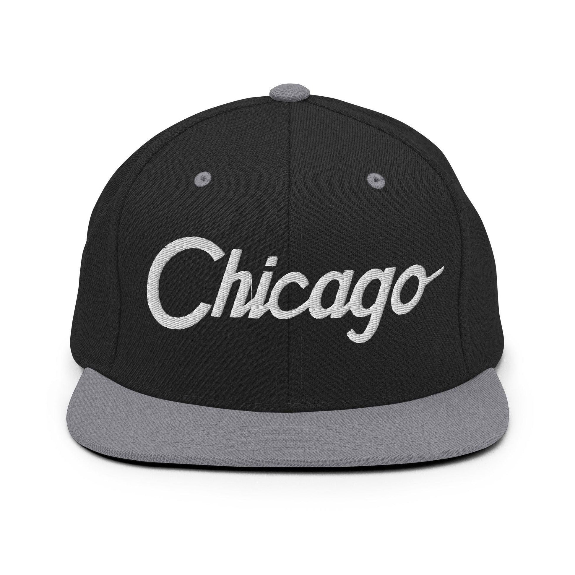 Chicago Script Snapback Hat Black/ Silver