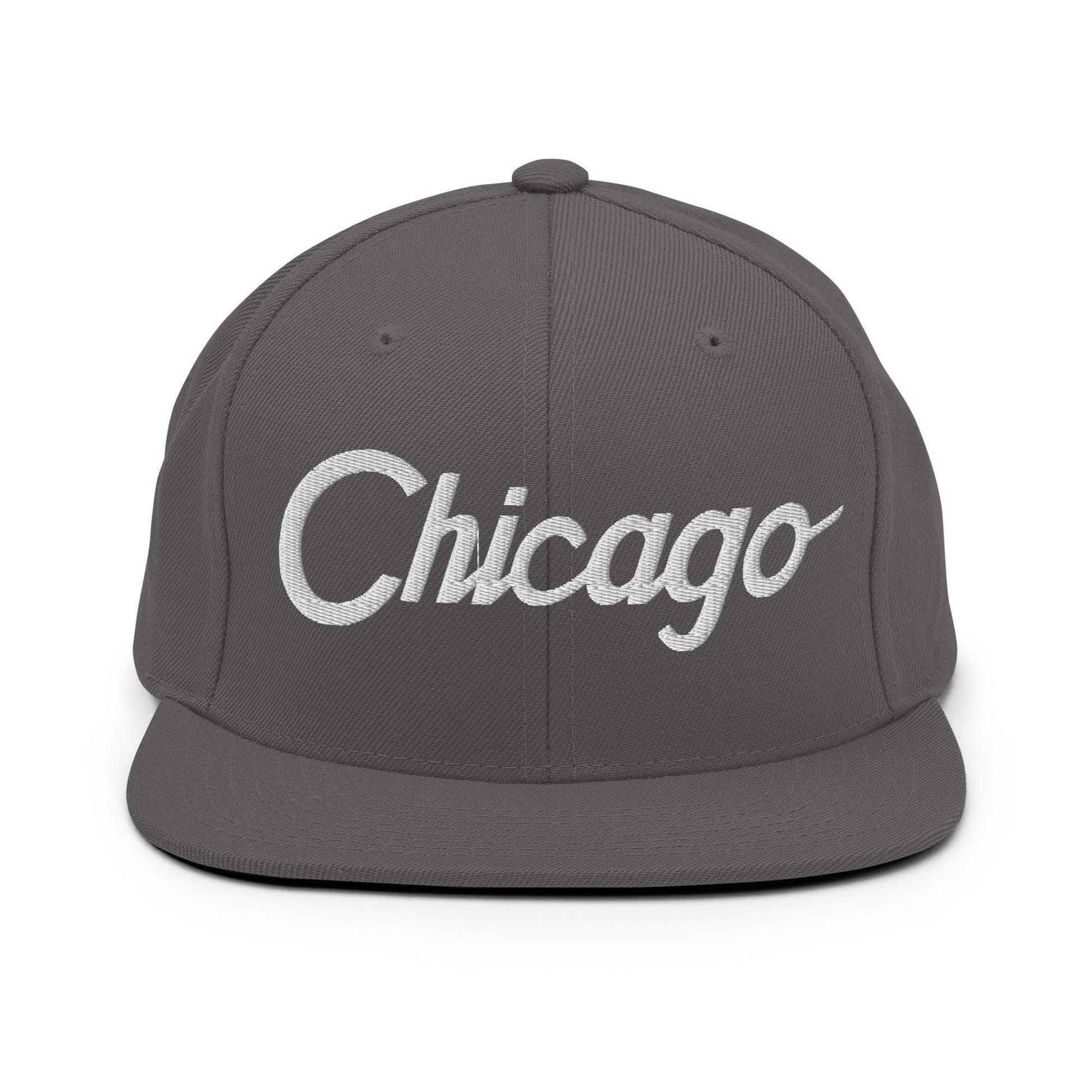 Chicago Script Snapback Hat Dark Grey