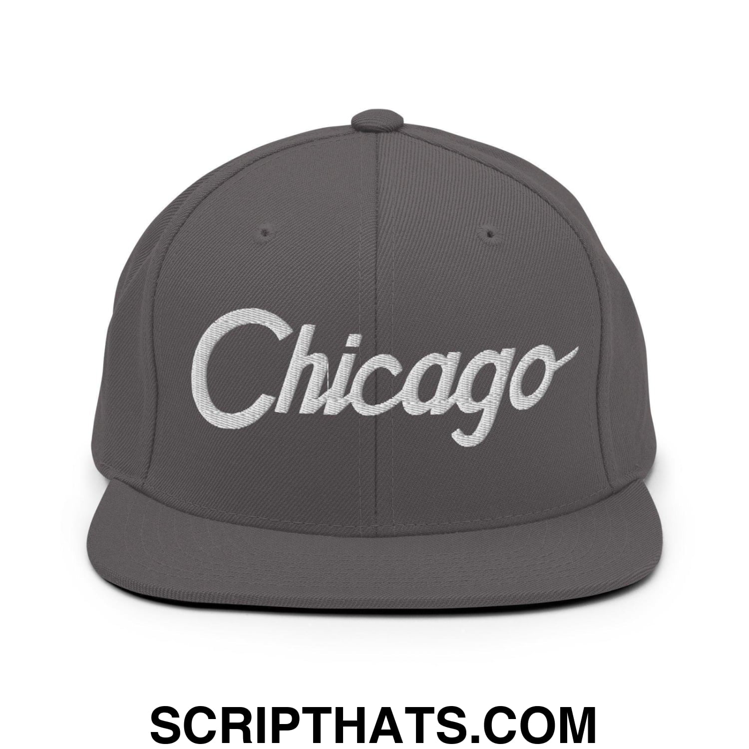 Chicago Script Snapback Hat Dark Grey