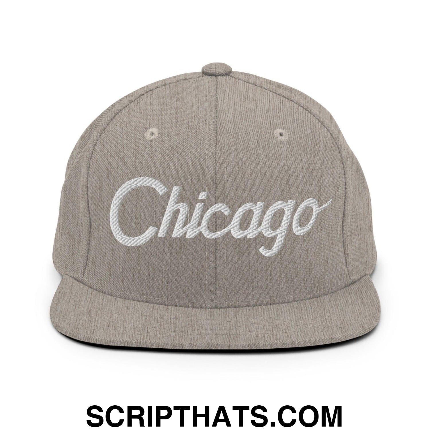 Chicago Script Snapback Hat Heather Grey