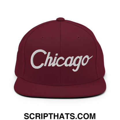Chicago Script Snapback Hat Maroon