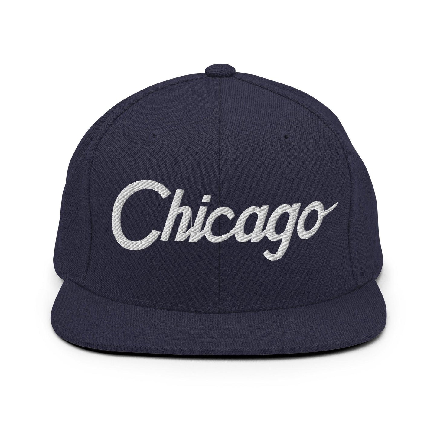 Chicago Script Snapback Hat Navy