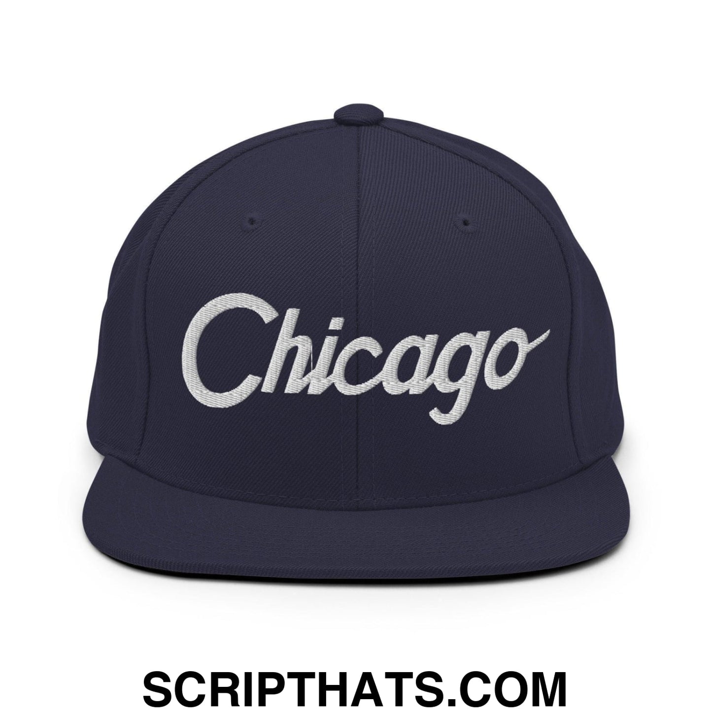 Chicago Script Snapback Hat Navy