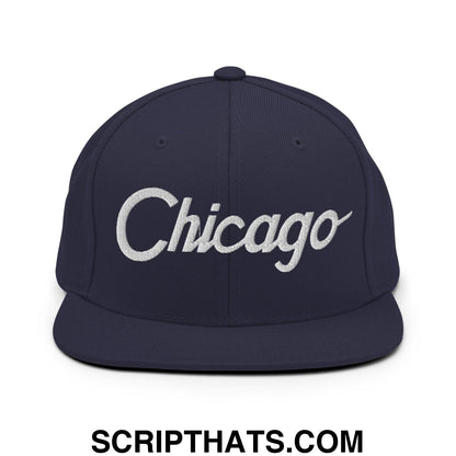 Chicago Script Snapback Hat Navy