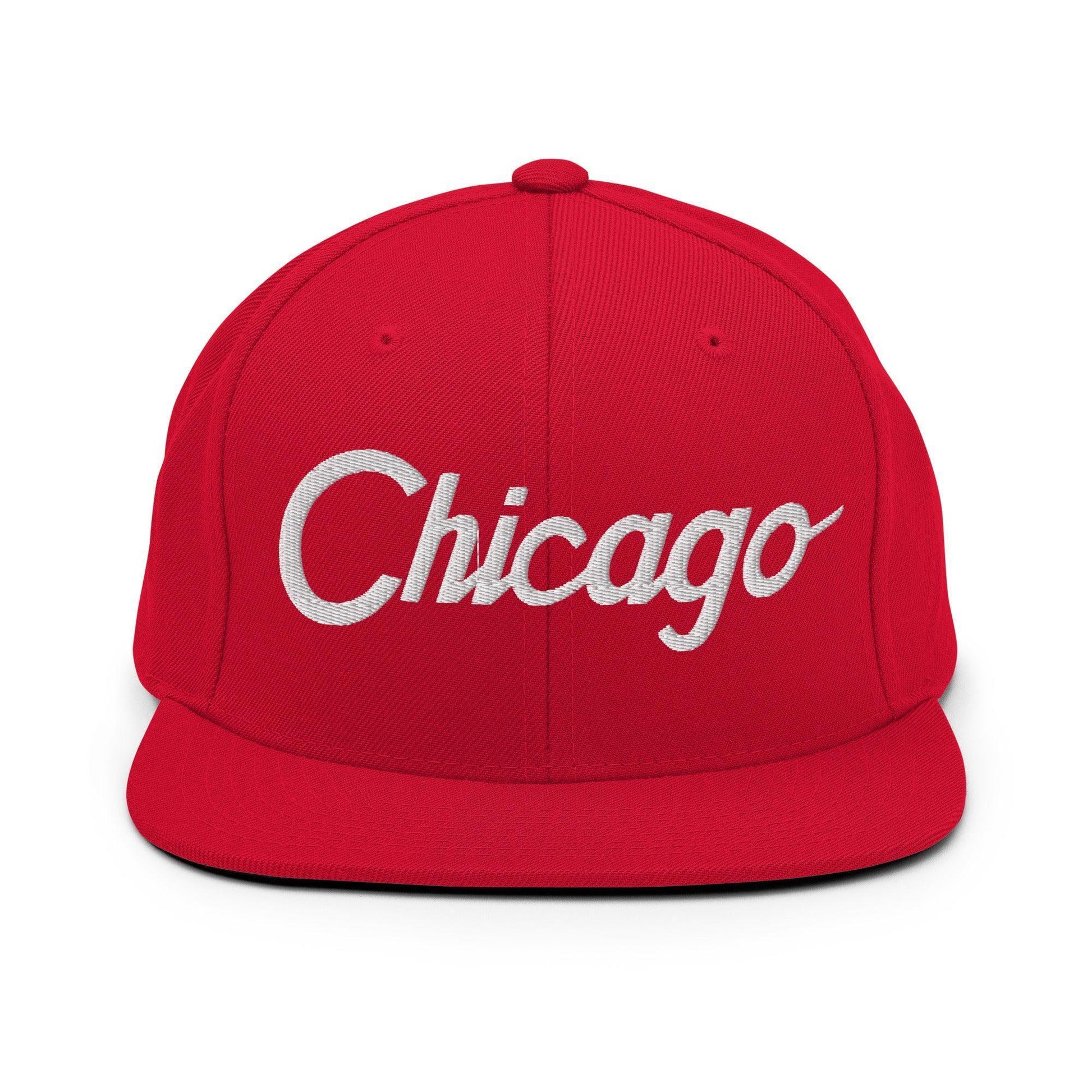 Chicago Script Snapback Hat Red