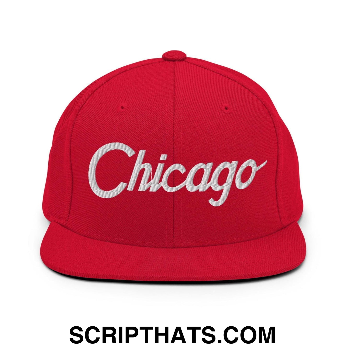 Chicago Script Snapback Hat Red