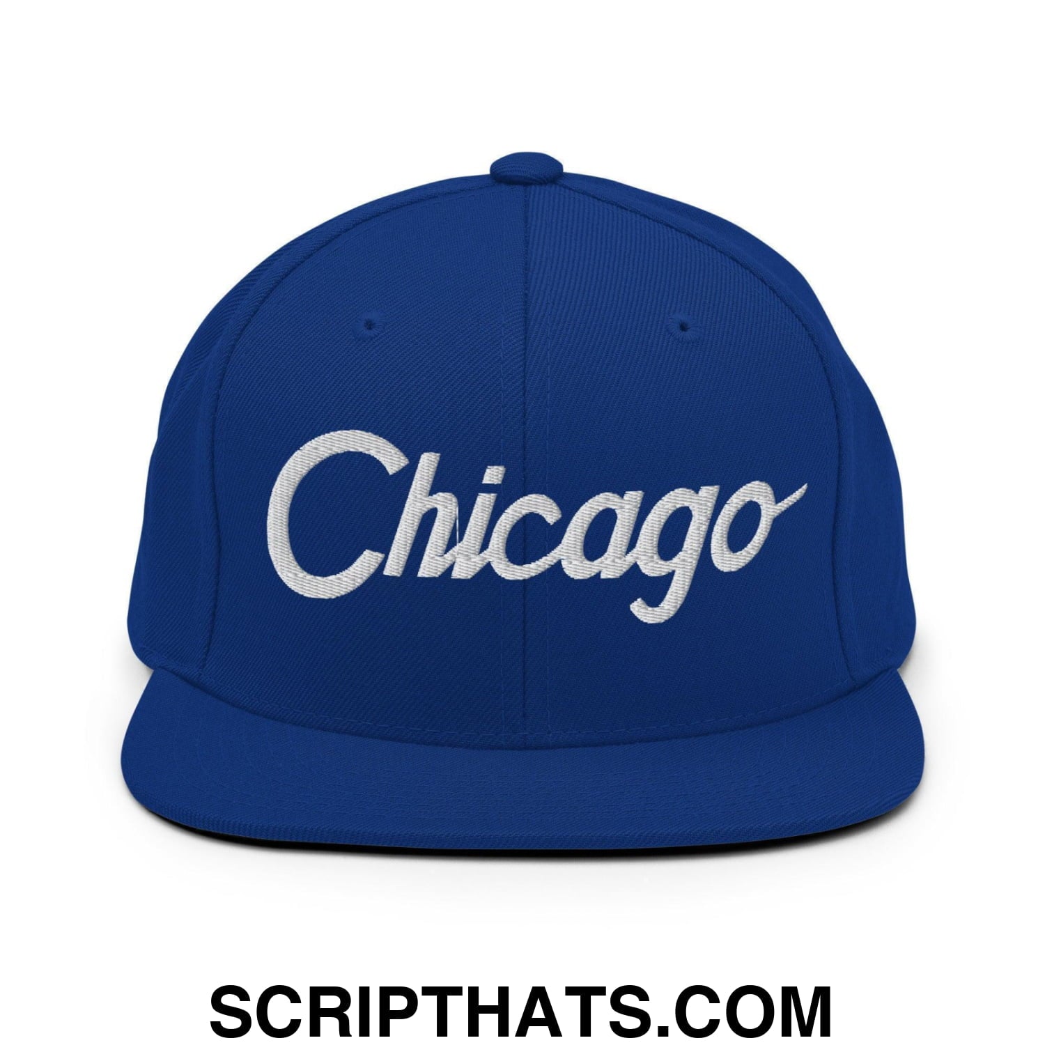 Chicago Script Snapback Hat Royal Blue