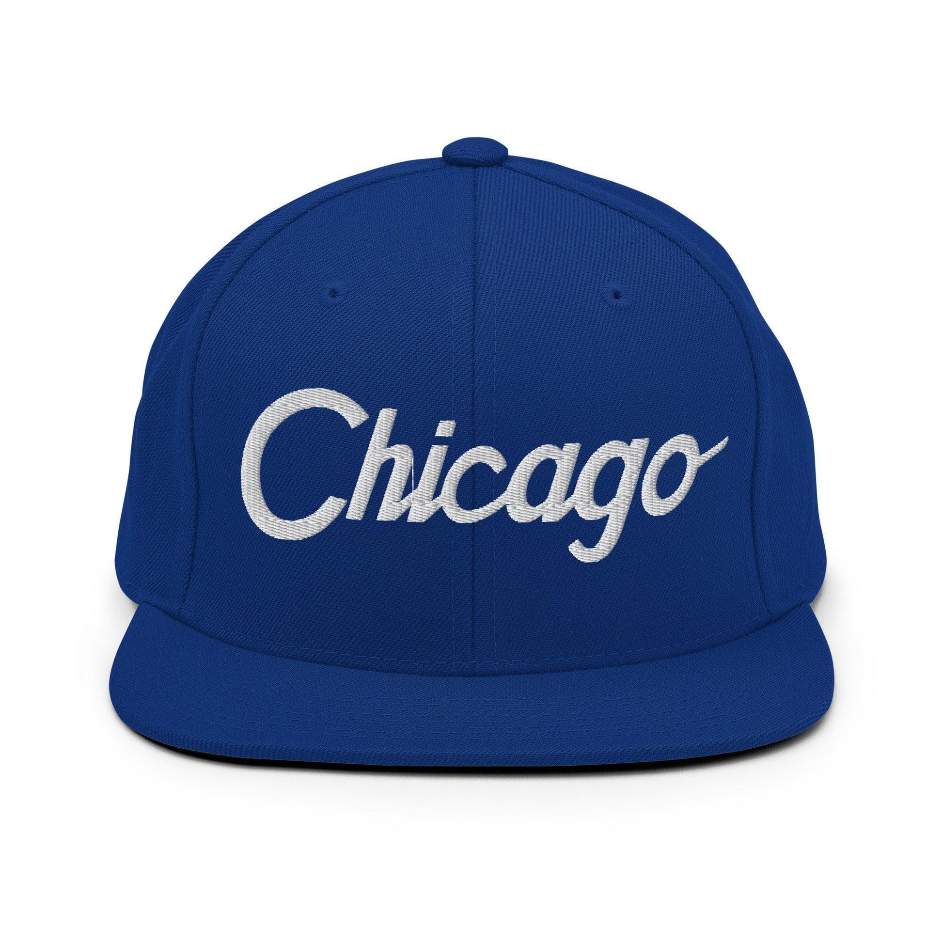 Chicago Script Snapback Hat Royal Blue