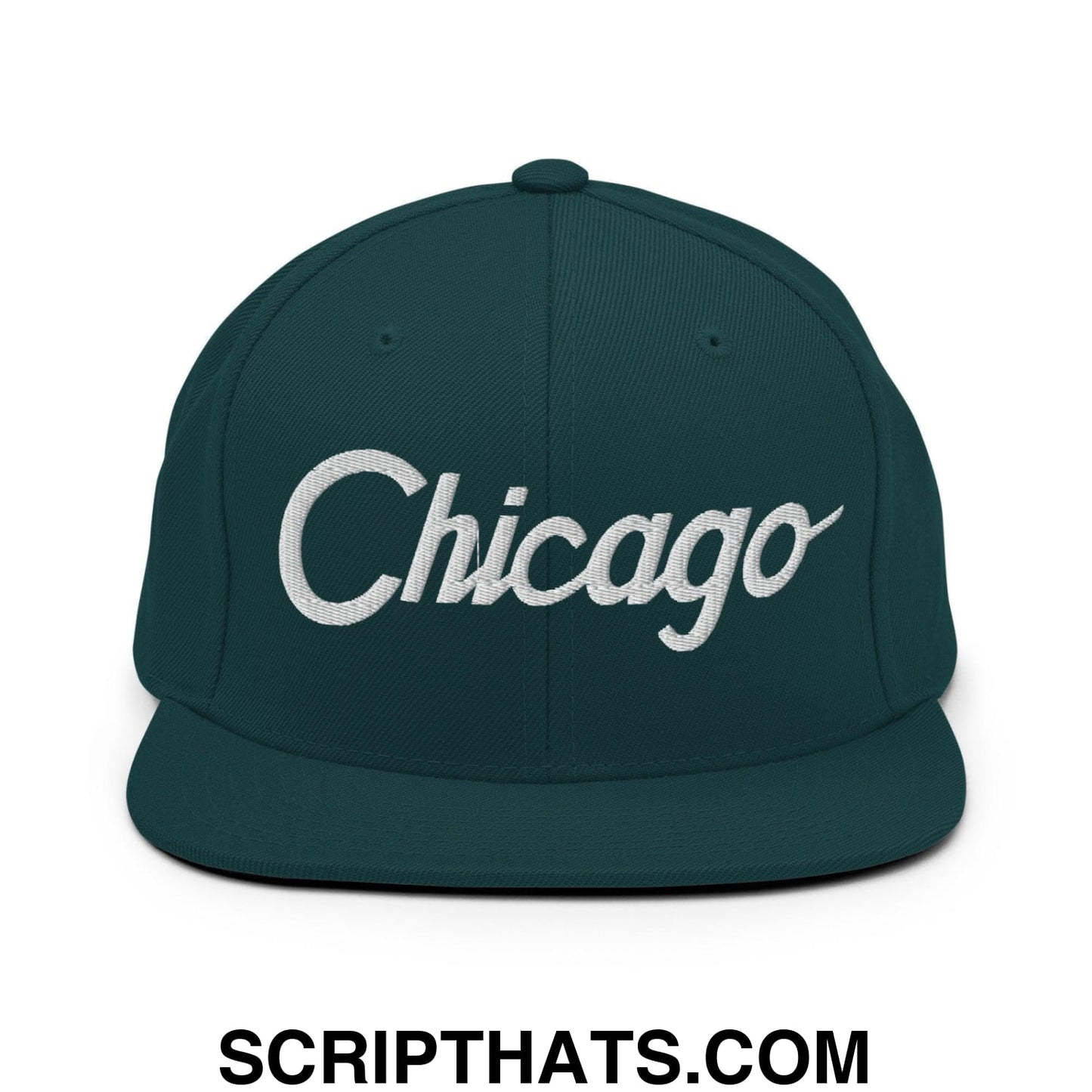 Chicago Script Snapback Hat Spruce