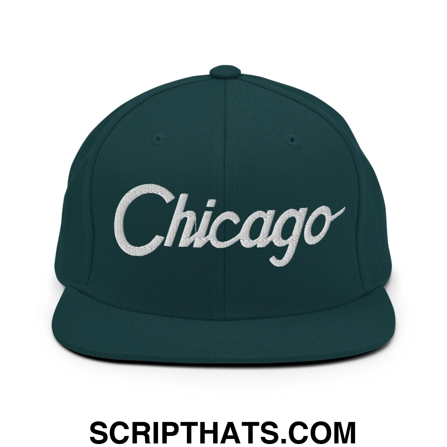 Chicago Script Snapback Hat Spruce