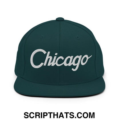 Chicago Script Snapback Hat Spruce