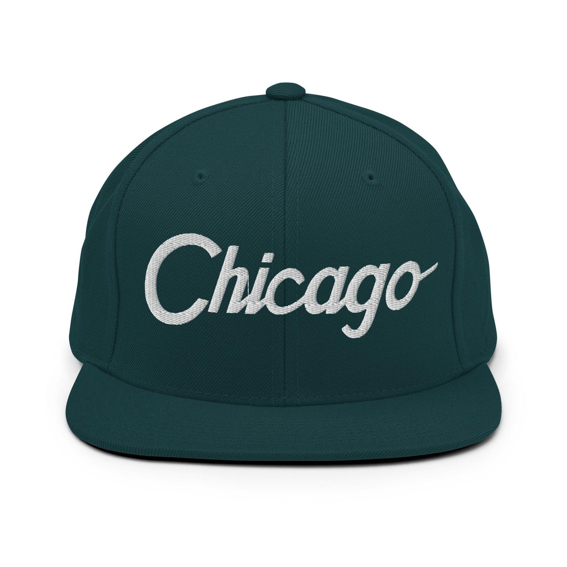 Chicago Script Snapback Hat Spruce