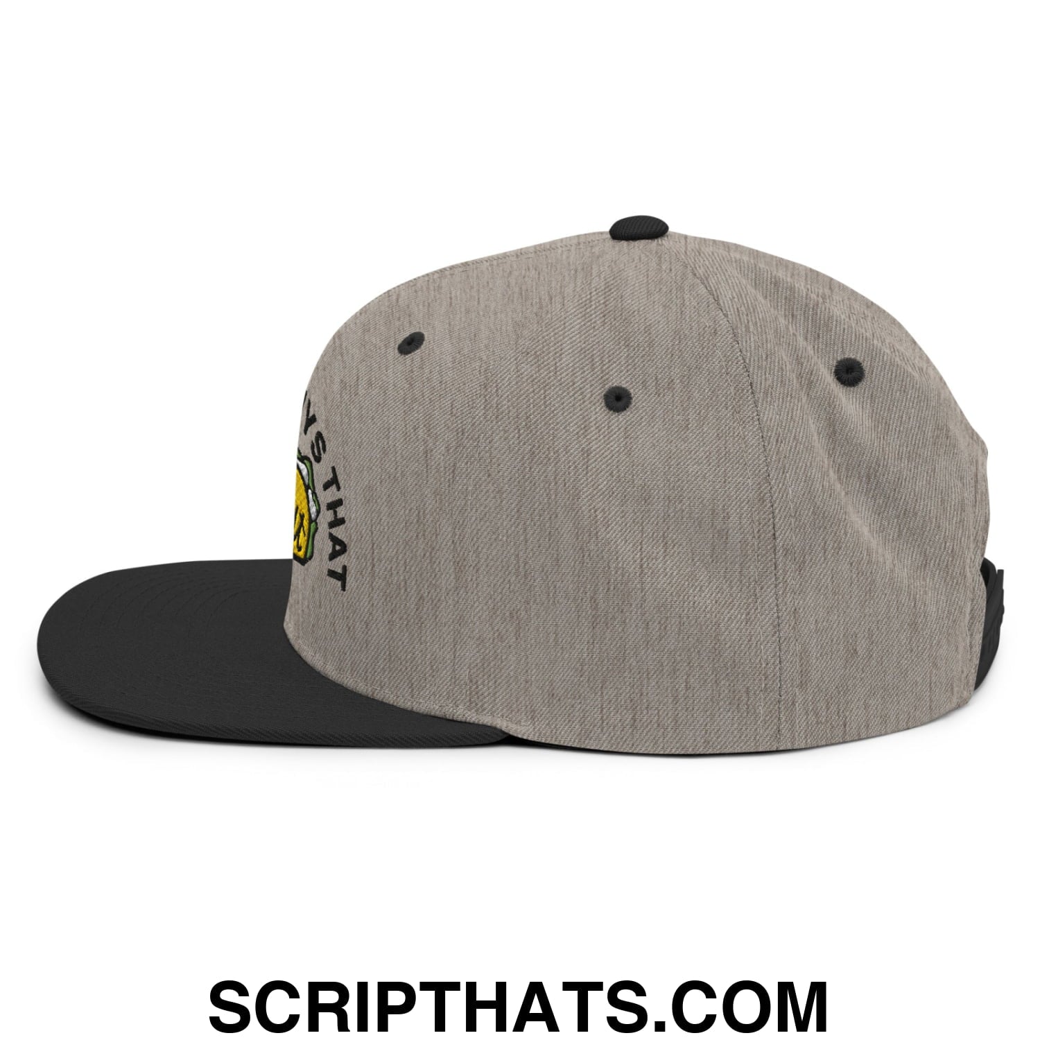 Chicks Dig Guys That Eat Out Embroidered Flat Bill Brim Snapback Hat Heather Black