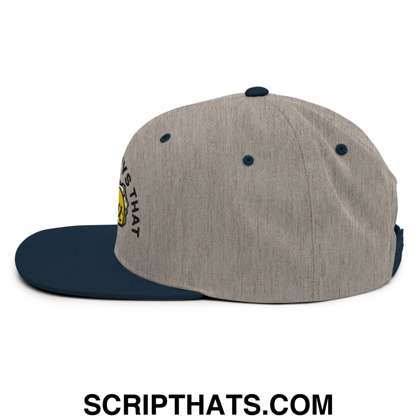 Chicks Dig Guys That Eat Out Embroidered Flat Bill Brim Snapback Hat Heather Grey Navy