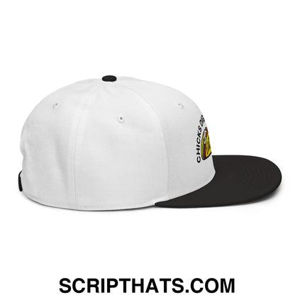 Chicks Dig Guys That Eat Out Embroidered Flat Brim Bill Snapback Hat Black White White