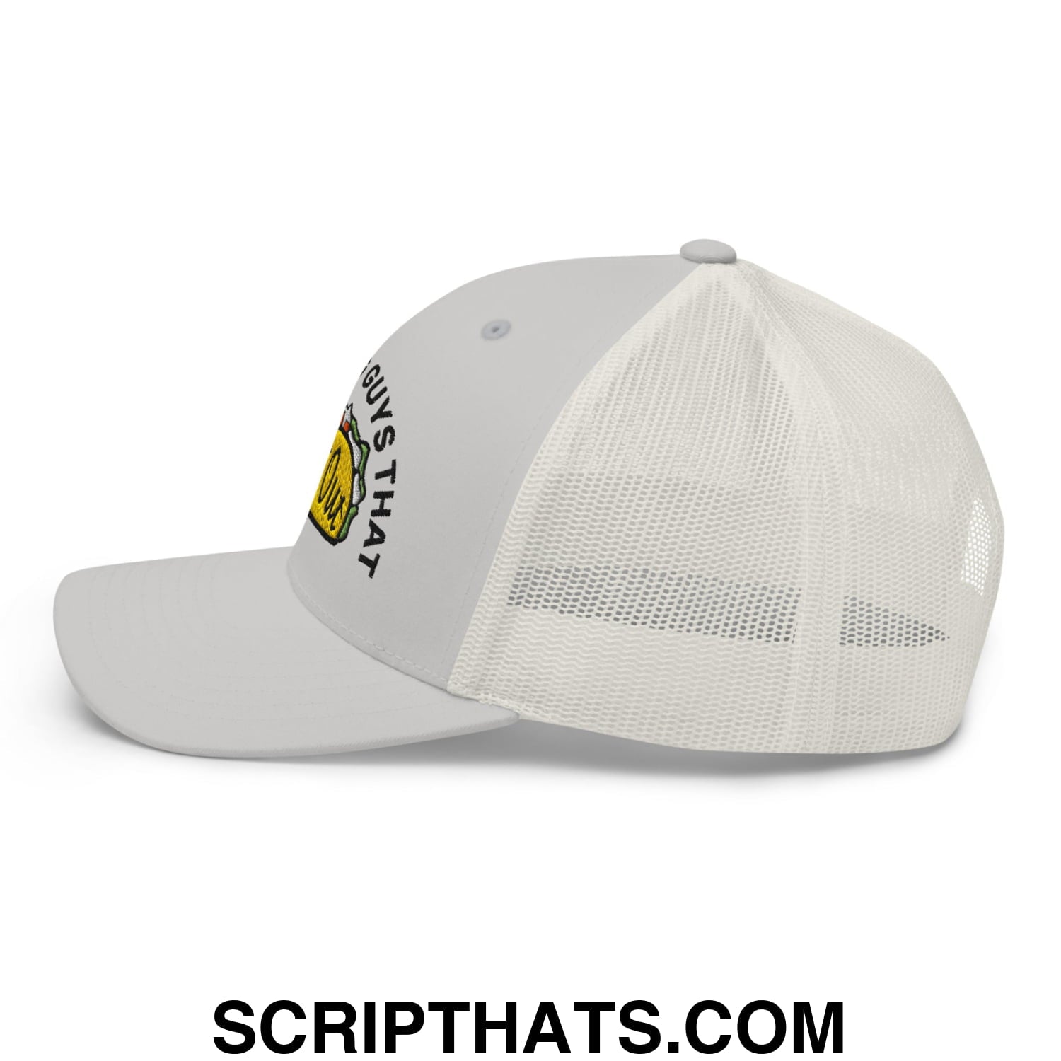 Chicks Dig Guys That Eat Out Embroidered Mesh Trucker Hat Silver
