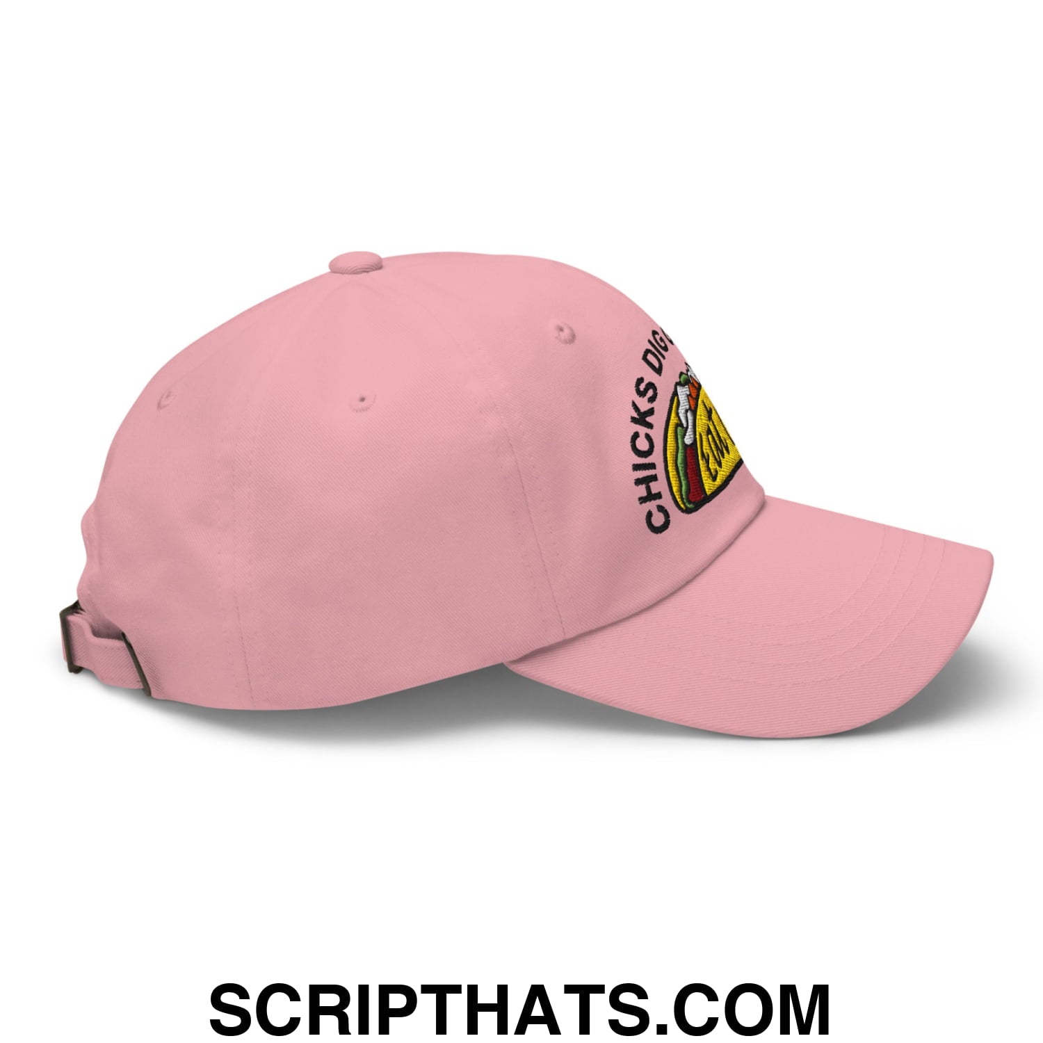 Chicks Dig Guys That Eat Out Embroidered Unstructured Dad Hat Pink