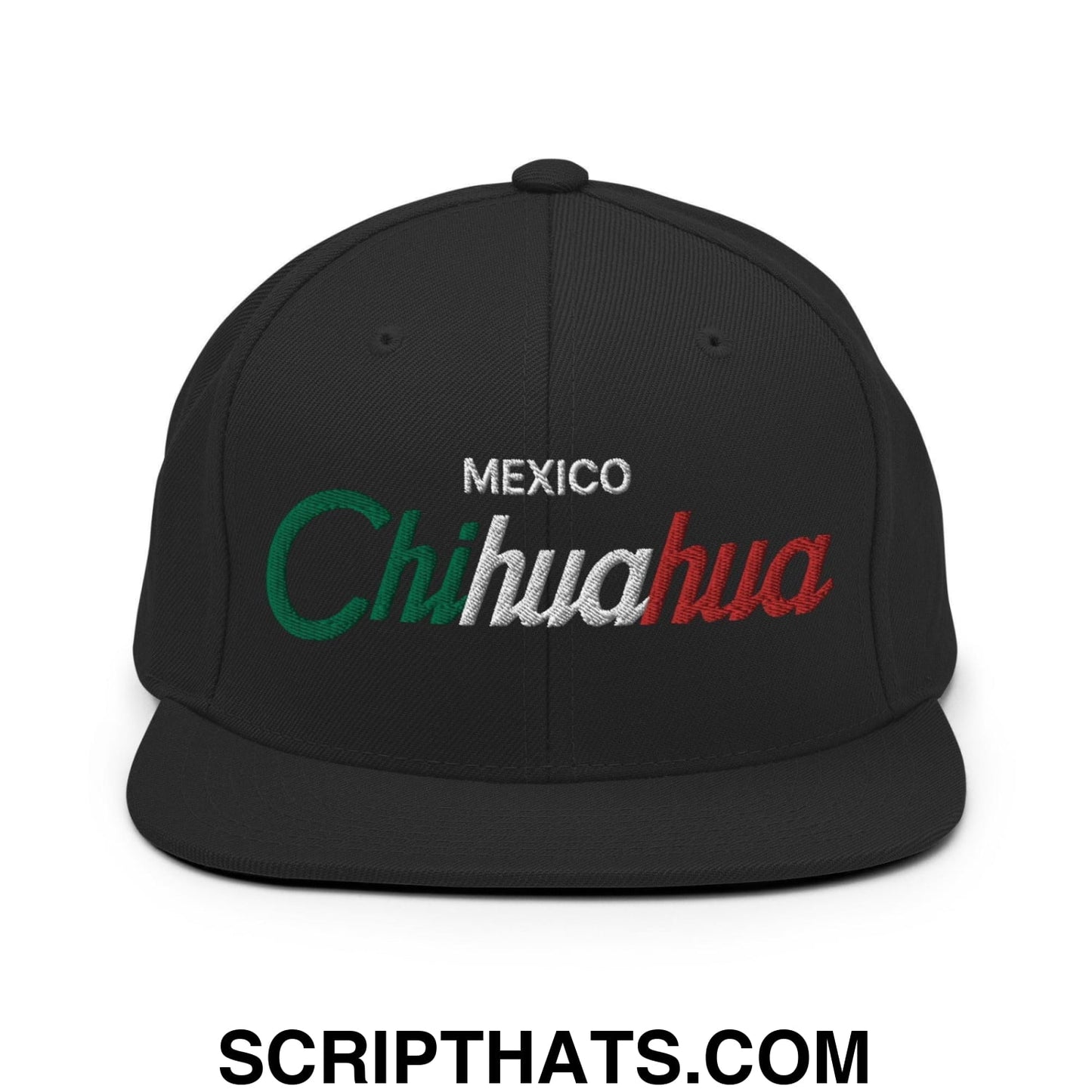 Chihuahua Mexico Vintage Sports Script Snapback Hat Black