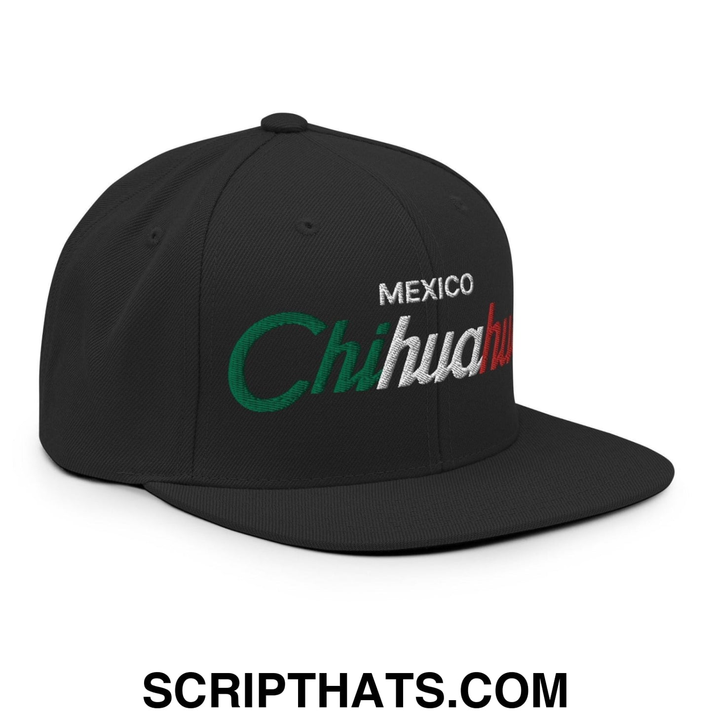 Chihuahua Mexico Vintage Sports Script Snapback Hat Black