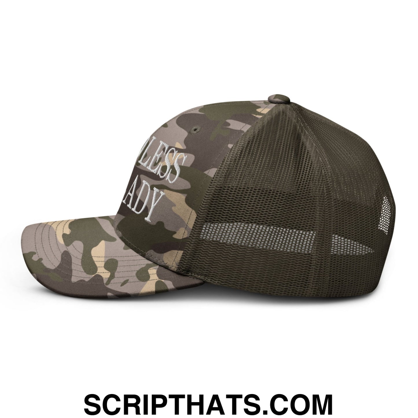 Childless Cat Lady Camo Trucker Hat Camo Olive
