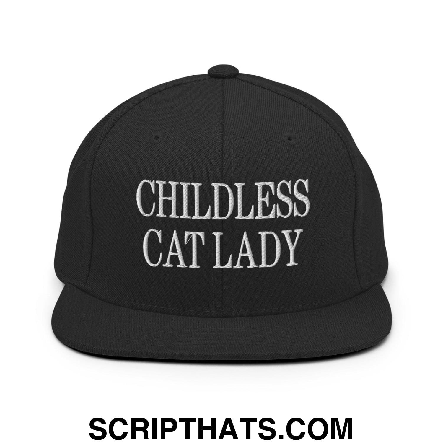 Childless Cat Lady Flat Bill Brim Snapback Hat Black