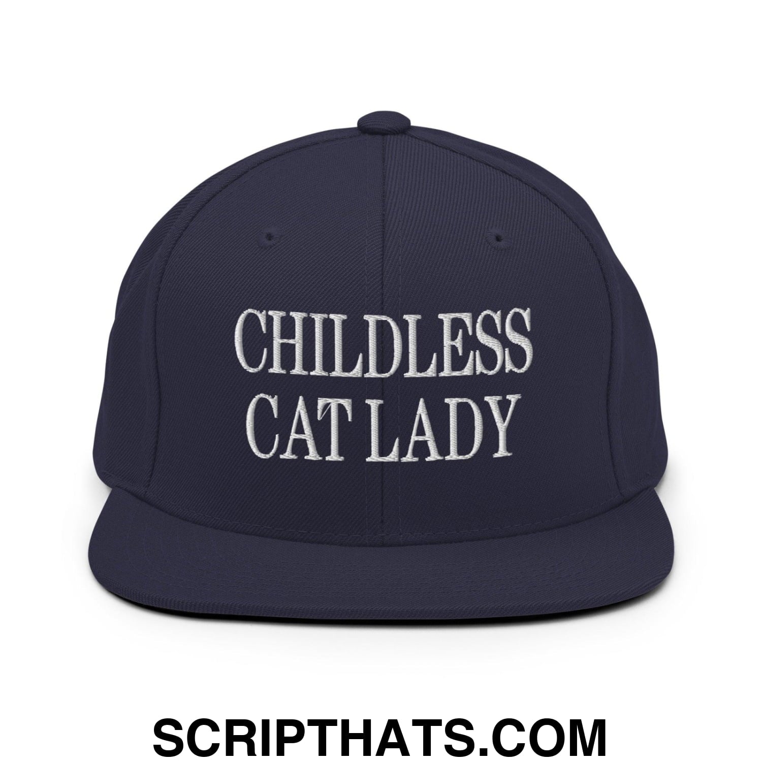 Childless Cat Lady Flat Bill Brim Snapback Hat Navy