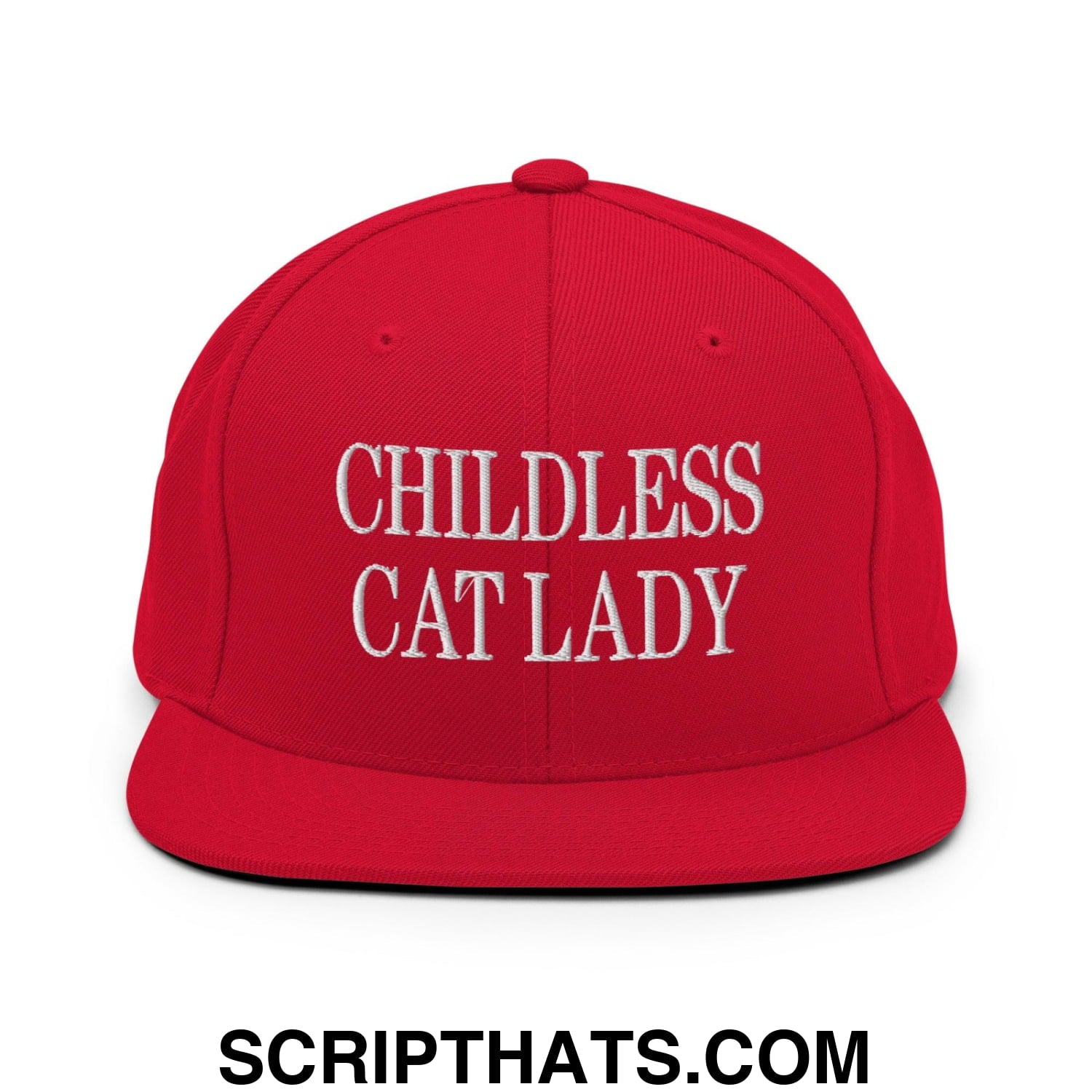 Childless Cat Lady Flat Bill Brim Snapback Hat Red