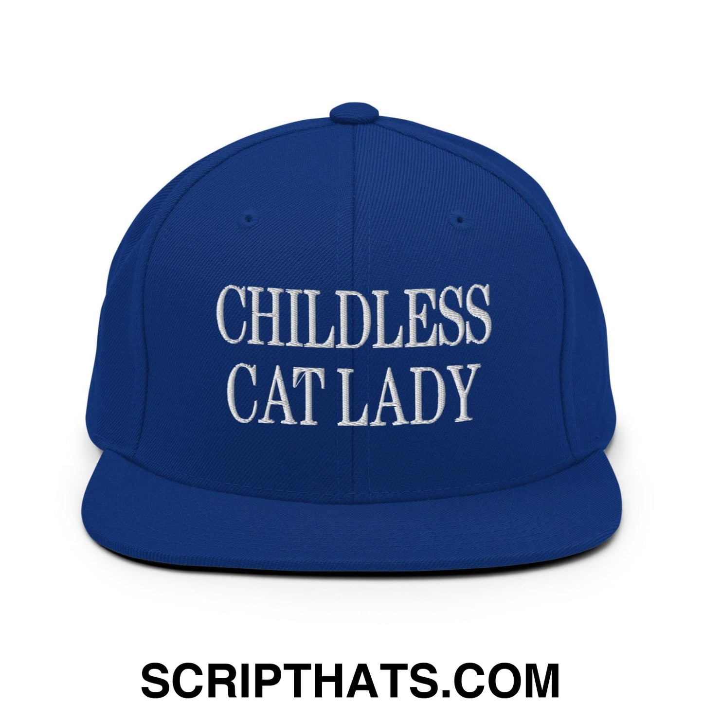 Childless Cat Lady Flat Bill Brim Snapback Hat Royal Blue