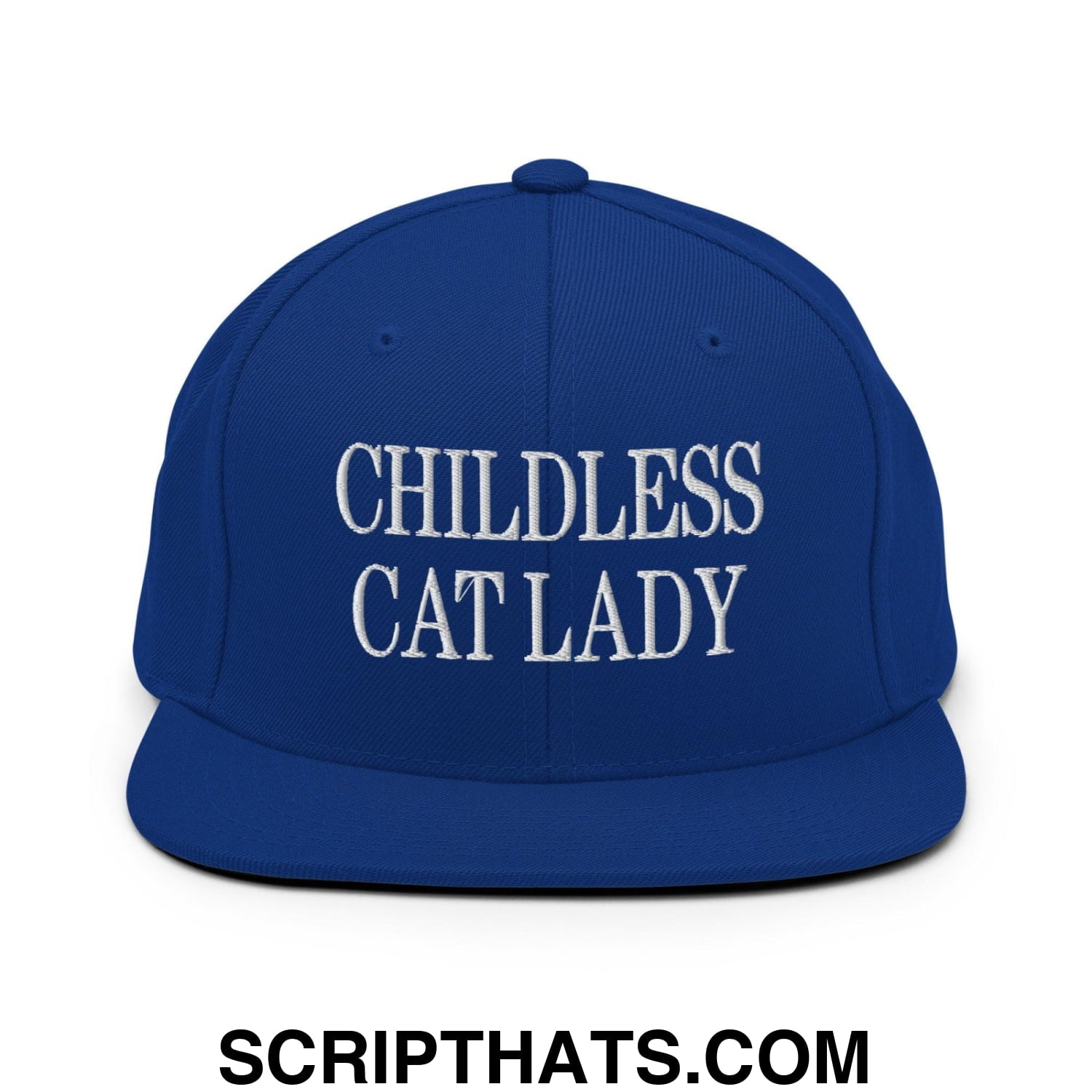 Childless Cat Lady Flat Bill Brim Snapback Hat Royal Blue