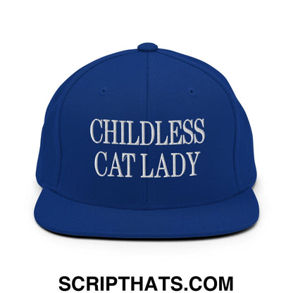 Childless Cat Lady Flat Bill Brim Snapback Hat Royal Blue
