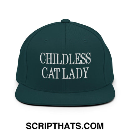 Childless Cat Lady Flat Bill Brim Snapback Hat Spruce