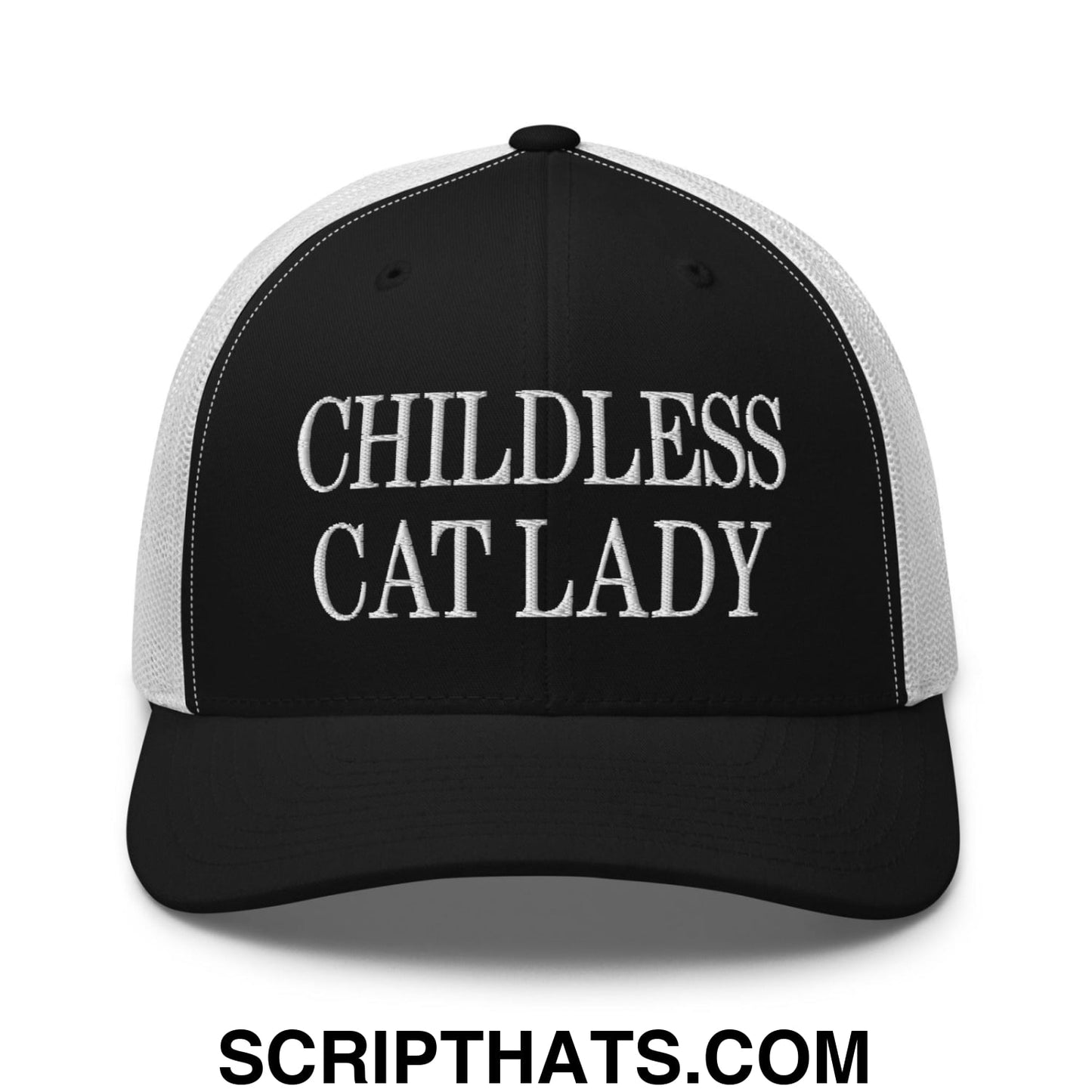 Childless Cat Lady Retro Trucker Hat Black White