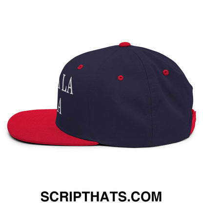 Chinga La Migra Embroidered Flat Bill Brim Snapback Hat Navy Red