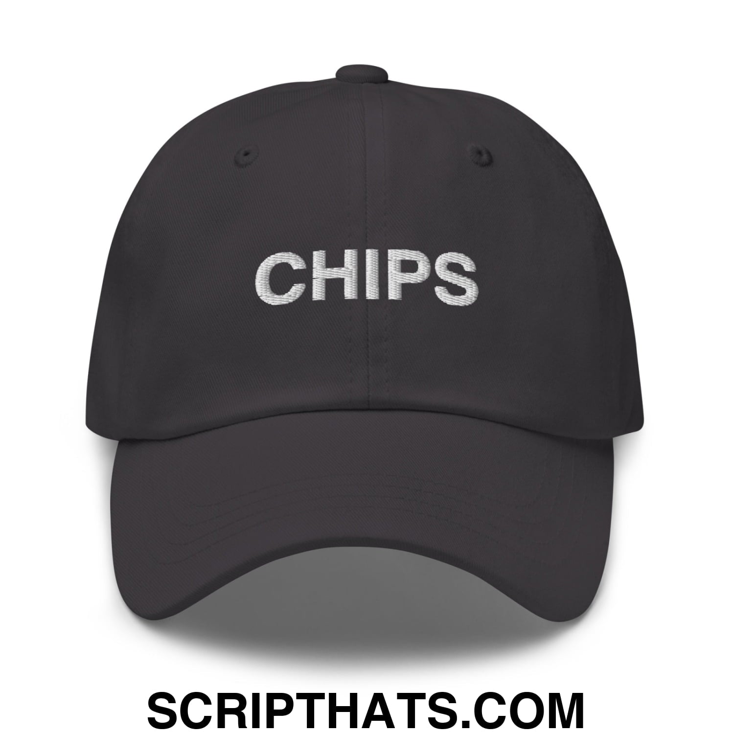 Chips Embroidered Unstructured Dad Hat Dark Grey