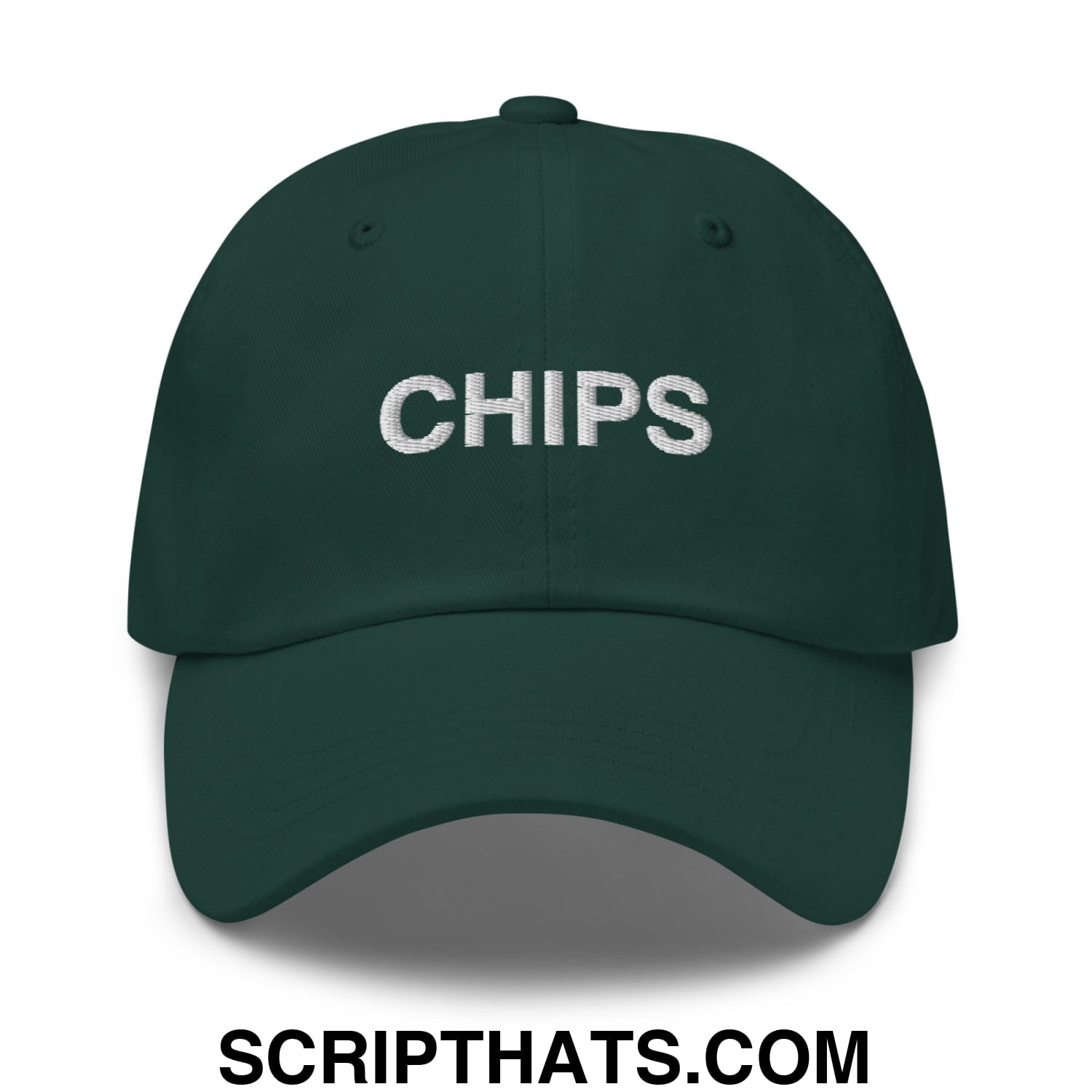 Chips Embroidered Unstructured Dad Hat Spruce